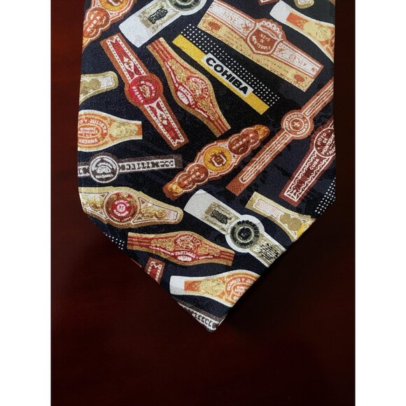 Cigar Label Tie by RM Style – Vintage Menswear Gift for Cigar Lover, Novelty Nec - Picture 3 of 5